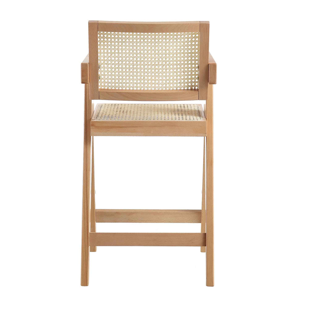 Jeanne Natural Colour Cane Rattan Solid Beech Wood Counter Stool