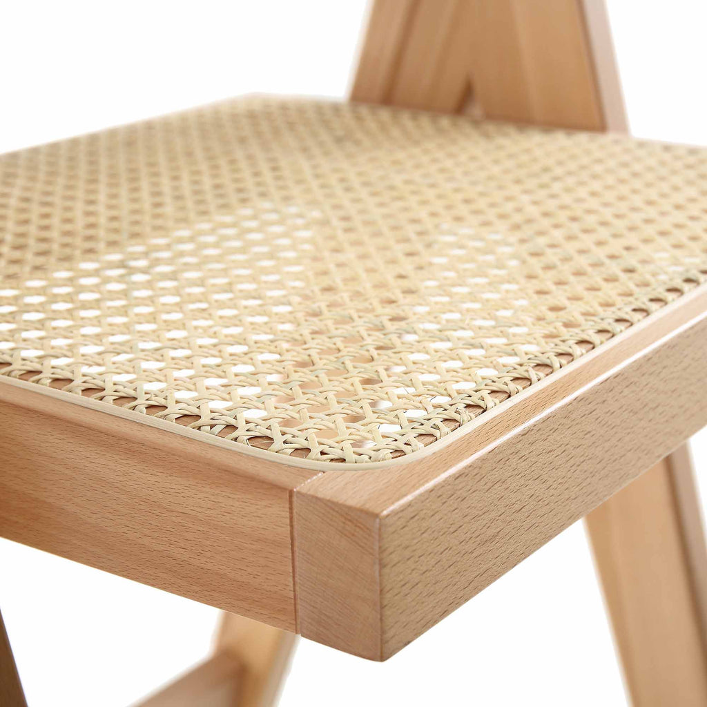 Jeanne Natural Colour Cane Rattan Solid Beech Wood Counter Stool