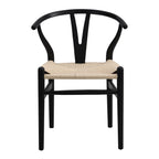 Hansel Wooden Natural Weave Dining Chair, Black Colour Frame