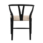 Hansel Wooden Natural Weave Dining Chair, Black Colour Frame