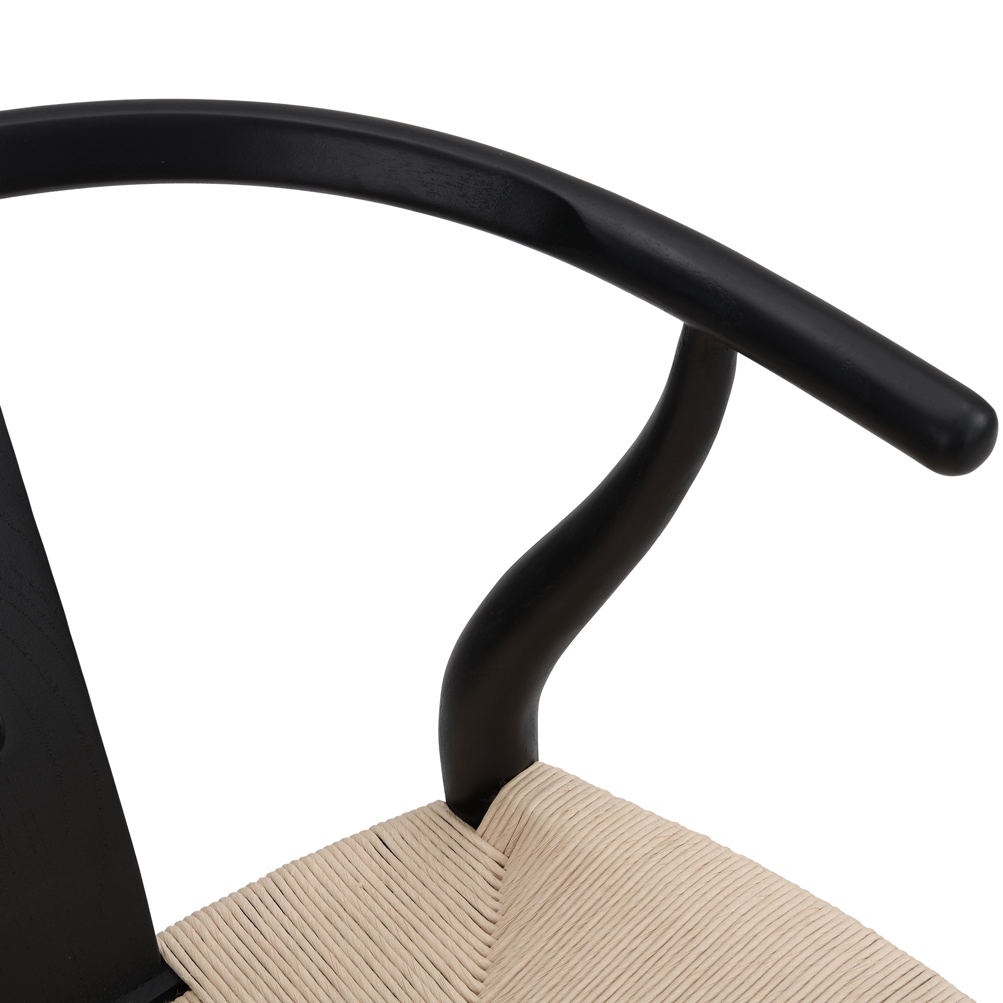 Hansel Wooden Natural Weave Dining Chair, Black Colour Frame