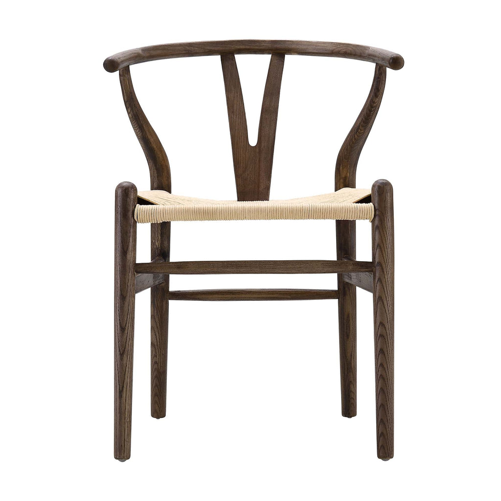 Hansel Wooden Natural Weave Dining Chair, Dark Walnut Colour Frame