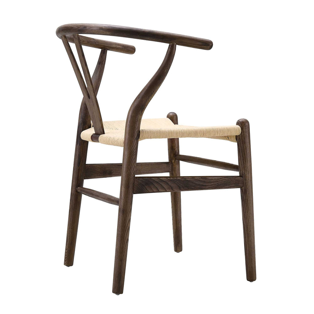 Hansel Wooden Natural Weave Dining Chair, Dark Walnut Colour Frame