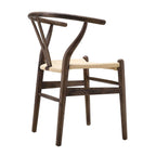 Hansel Wooden Natural Weave Dining Chair, Dark Walnut Colour Frame