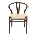 Hansel Wooden Natural Weave Dining Chair, Dark Walnut Colour Frame