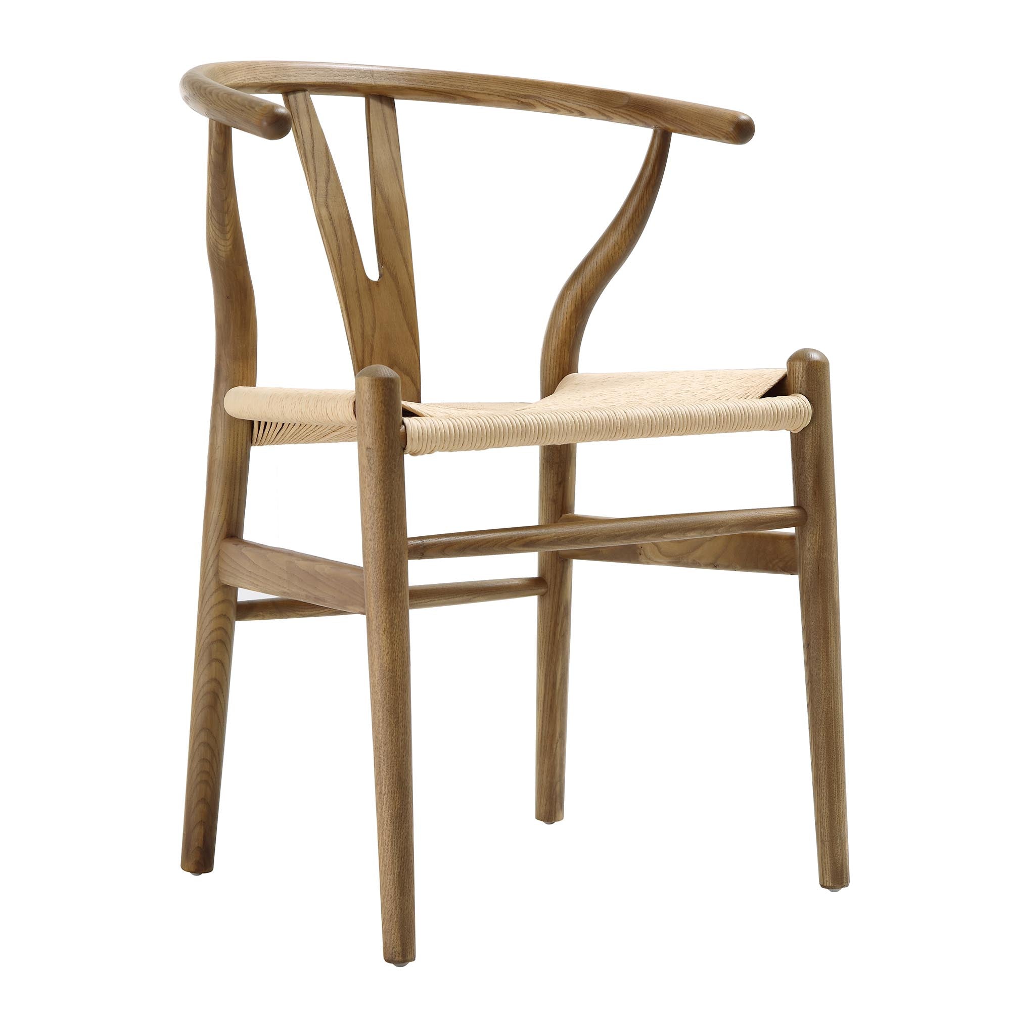 Hansel Wooden Natural Weave Dining Chair, Light Walnut Colour Frame