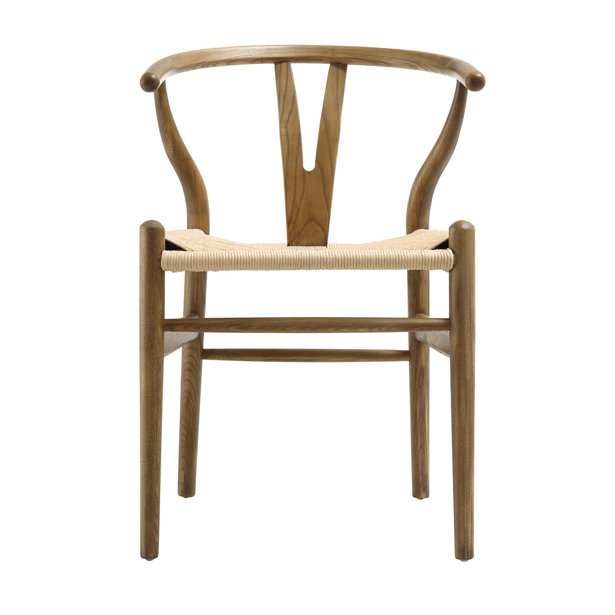 Hansel Wooden Natural Weave Dining Chair, Light Walnut Colour Frame