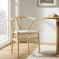 Hansel Wooden Dining Chair, Ivory White Boucle and Natural Frame