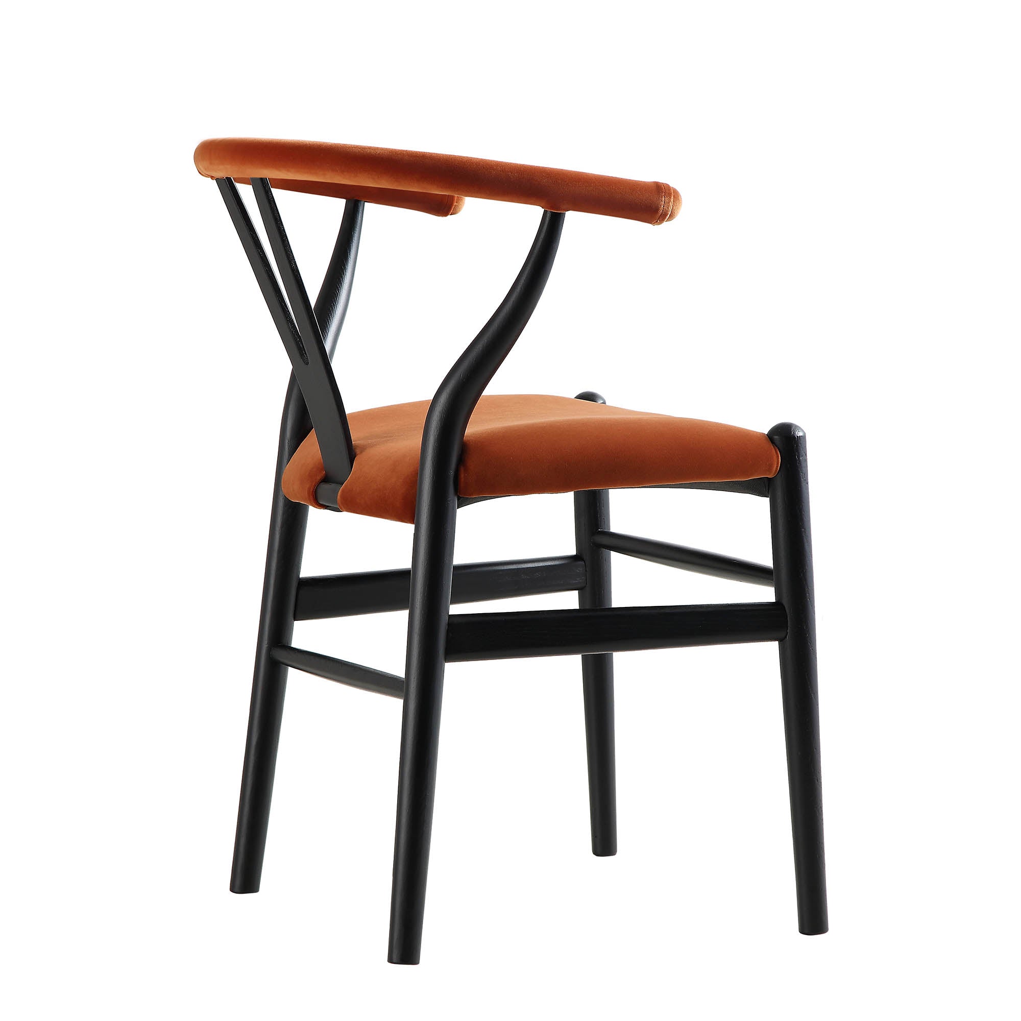 Hansel Upholstered Padded Dining Chair, Rust Velvet and Black Frame
