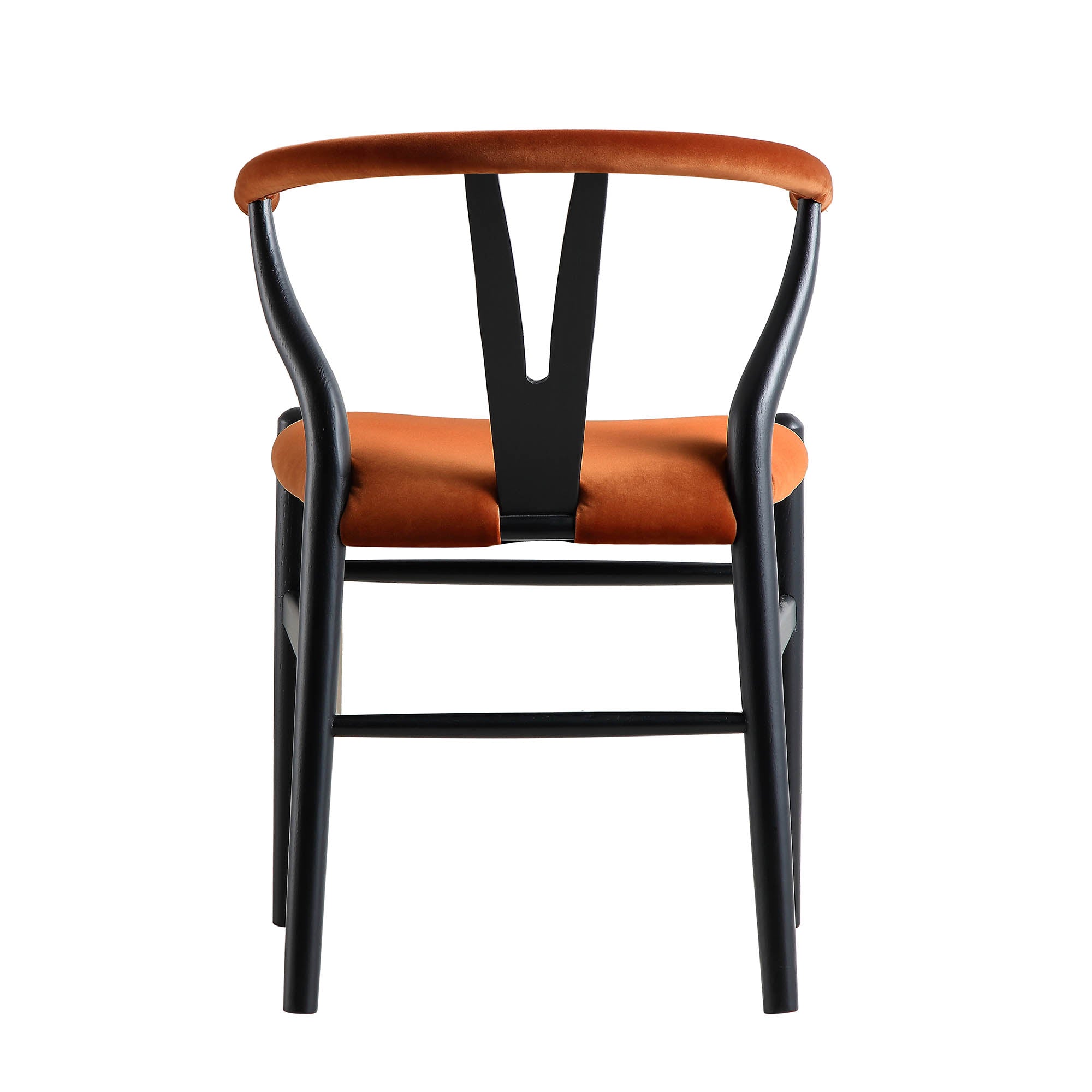 Hansel Upholstered Padded Dining Chair, Rust Velvet and Black Frame