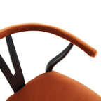 Hansel Upholstered Padded Dining Chair, Rust Velvet and Black Frame