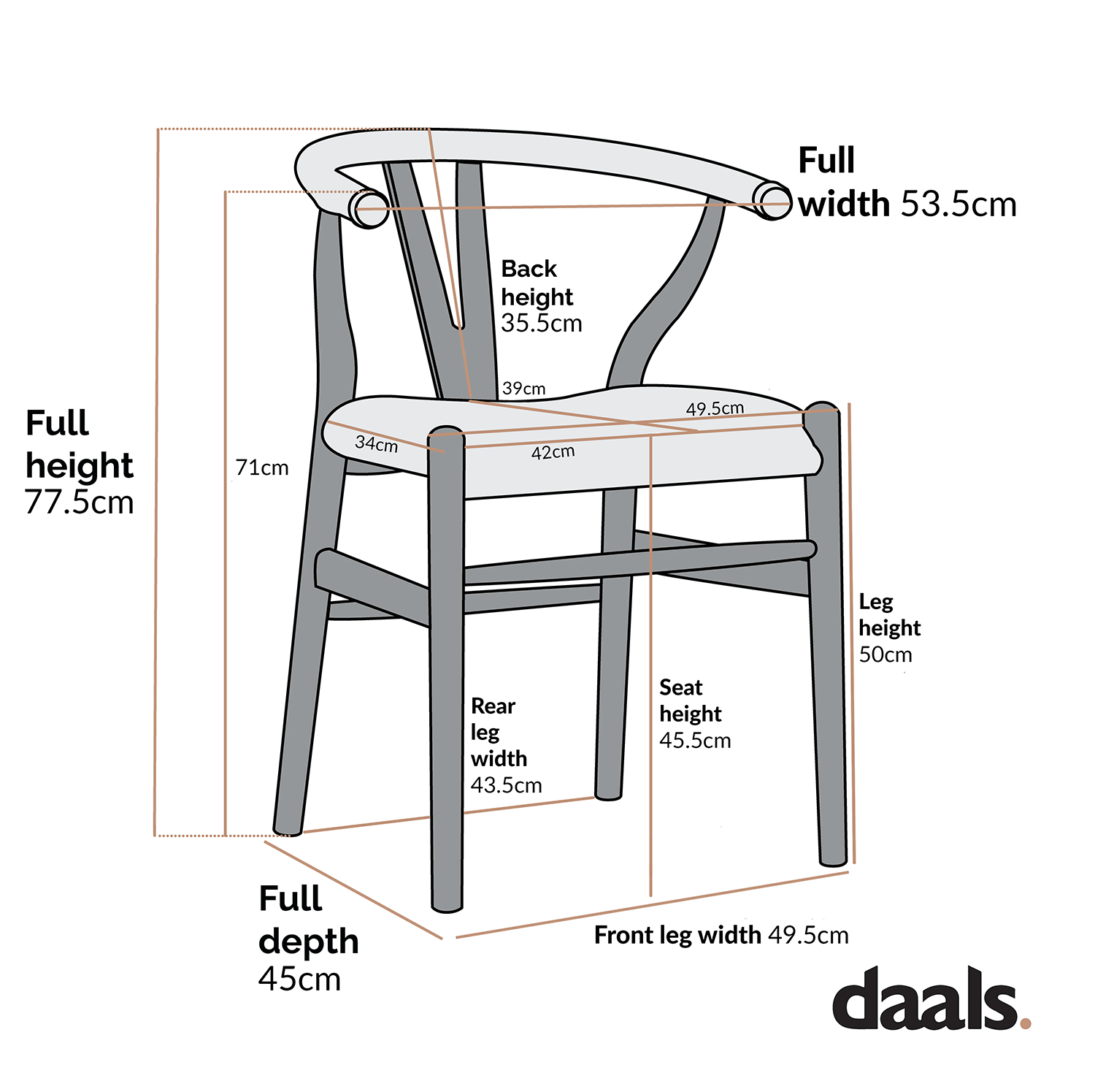 Hansel Dining Chair, Weathered Elm Frame with Light Grey Faux Leather Seat