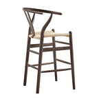 Hansel Wooden Natural Weave Counter Stool, Dark Walnut Colour Frame