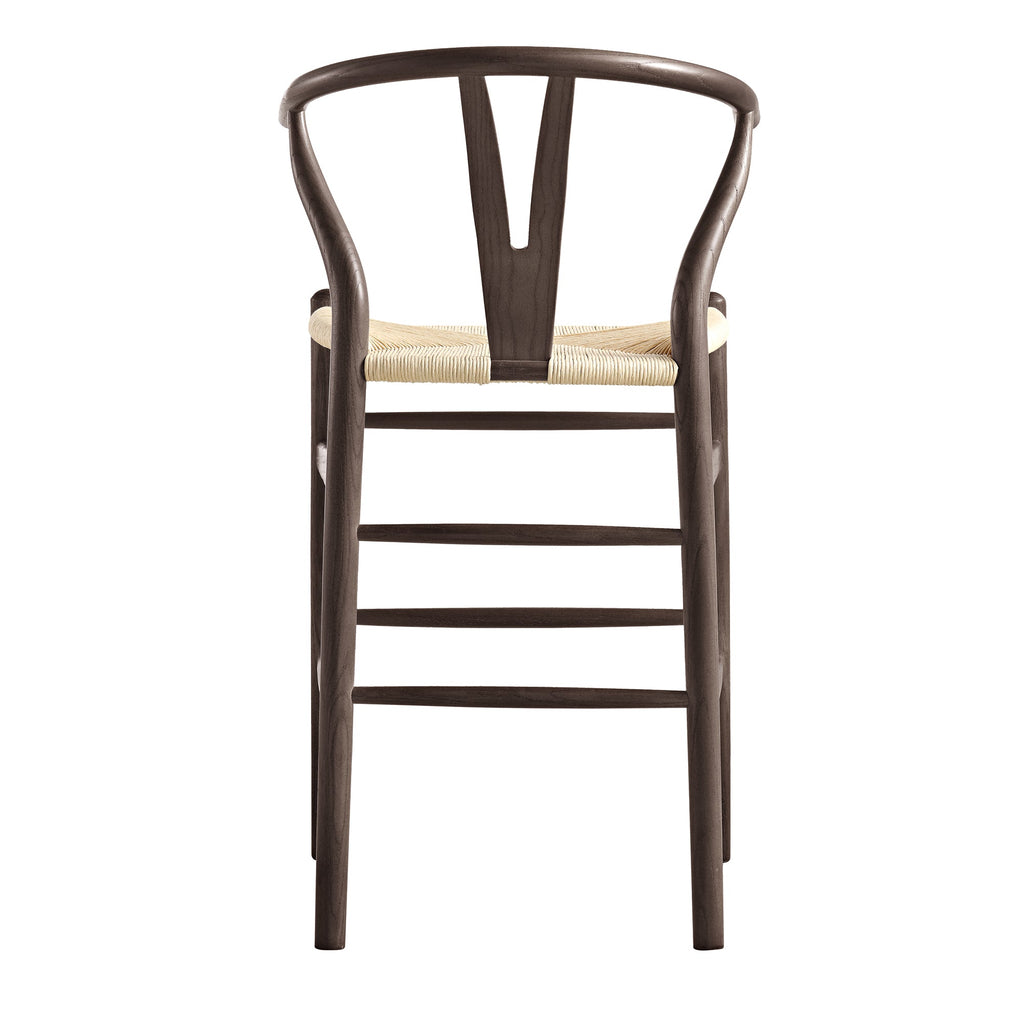 Hansel Wooden Natural Weave Counter Stool, Dark Walnut Colour Frame