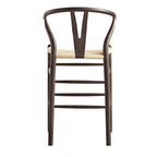 Hansel Wooden Natural Weave Counter Stool, Dark Walnut Colour Frame