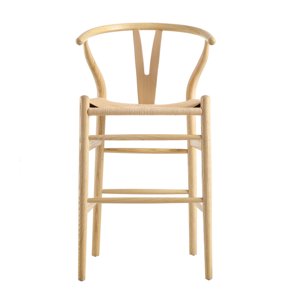 Hansel Wooden Natural Weave Counter Stool, Natural Frame