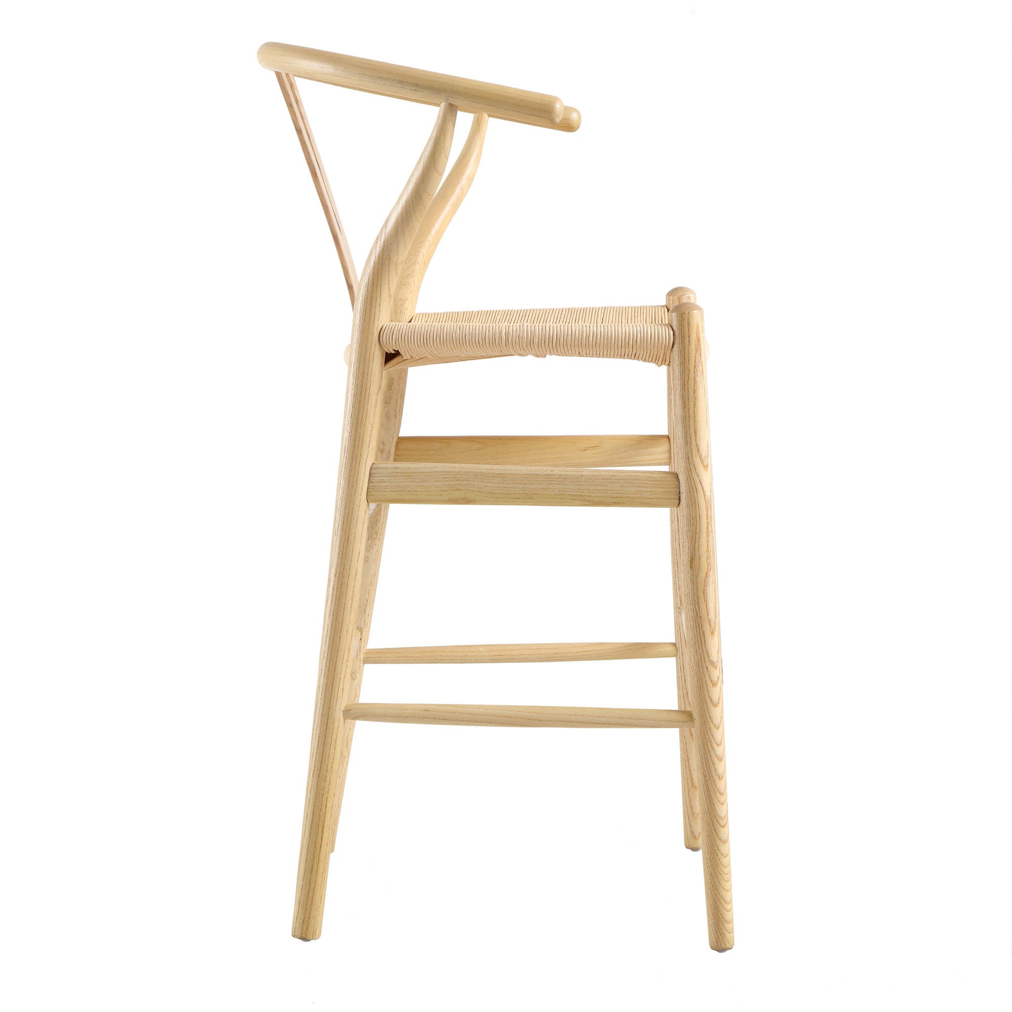 Hansel Wooden Natural Weave Counter Stool, Natural Frame