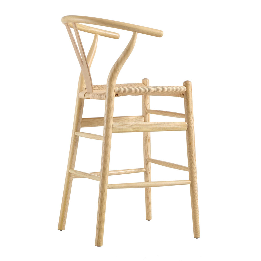 Hansel Wooden Natural Weave Counter Stool, Natural Frame