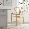 Hansel Wooden Natural Weave Counter Stool, Natural Frame