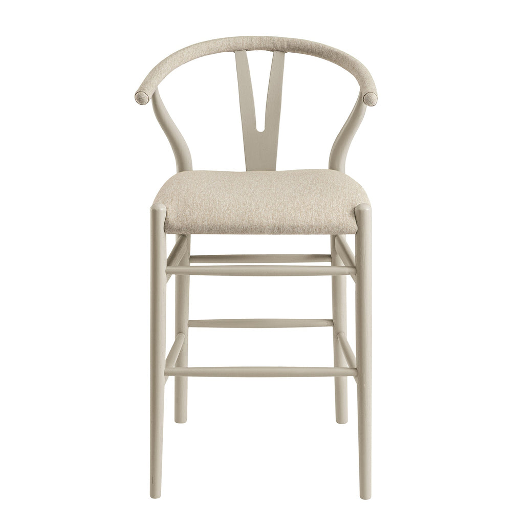 Hansel Counter Stool, Taupe Frame with Oatmeal Fabric Seat