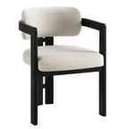 Stanford Curved Oak Frame Upholstered Chair, Champagne Velvet Black Frame