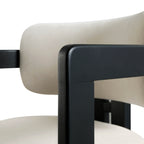 Stanford Curved Oak Frame Upholstered Chair, Champagne Velvet Black Frame