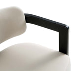Stanford Curved Oak Frame Upholstered Chair, Champagne Velvet Black Frame