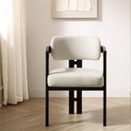 Stanford Curved Oak Frame Upholstered Chair, Champagne Velvet Black Frame