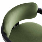 Stanford Curved Oak Frame Upholstered Chair, Moss Green Velvet Black Frame