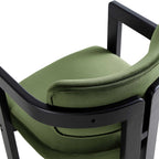 Stanford Curved Oak Frame Upholstered Chair, Moss Green Velvet Black Frame
