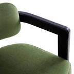 Stanford Curved Oak Frame Upholstered Chair, Moss Green Velvet Black Frame