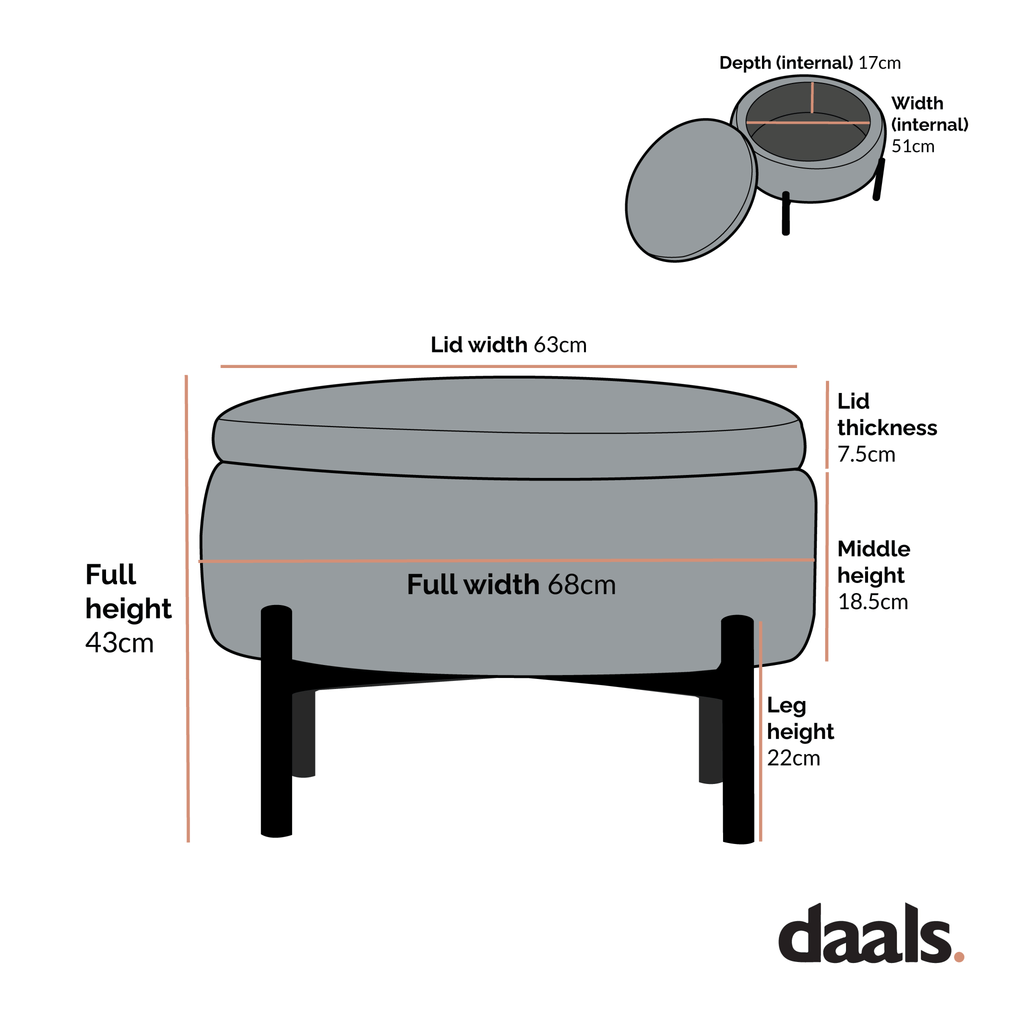 Amboise Round Storage Pouffe, Beige Linen Blend