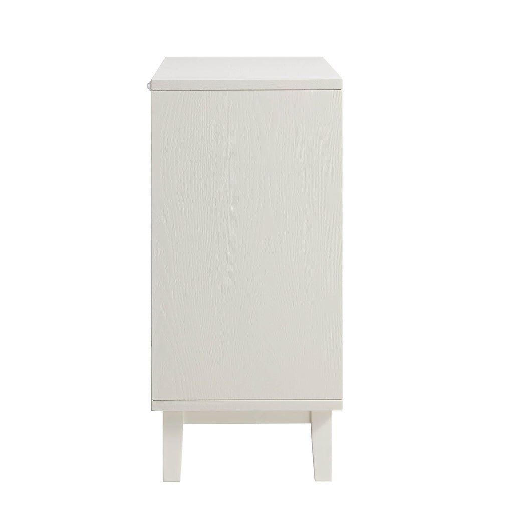 Bianca Chip Carved 1 Door 3 Drawer Small Sideboard, Sand Beige & Ivory