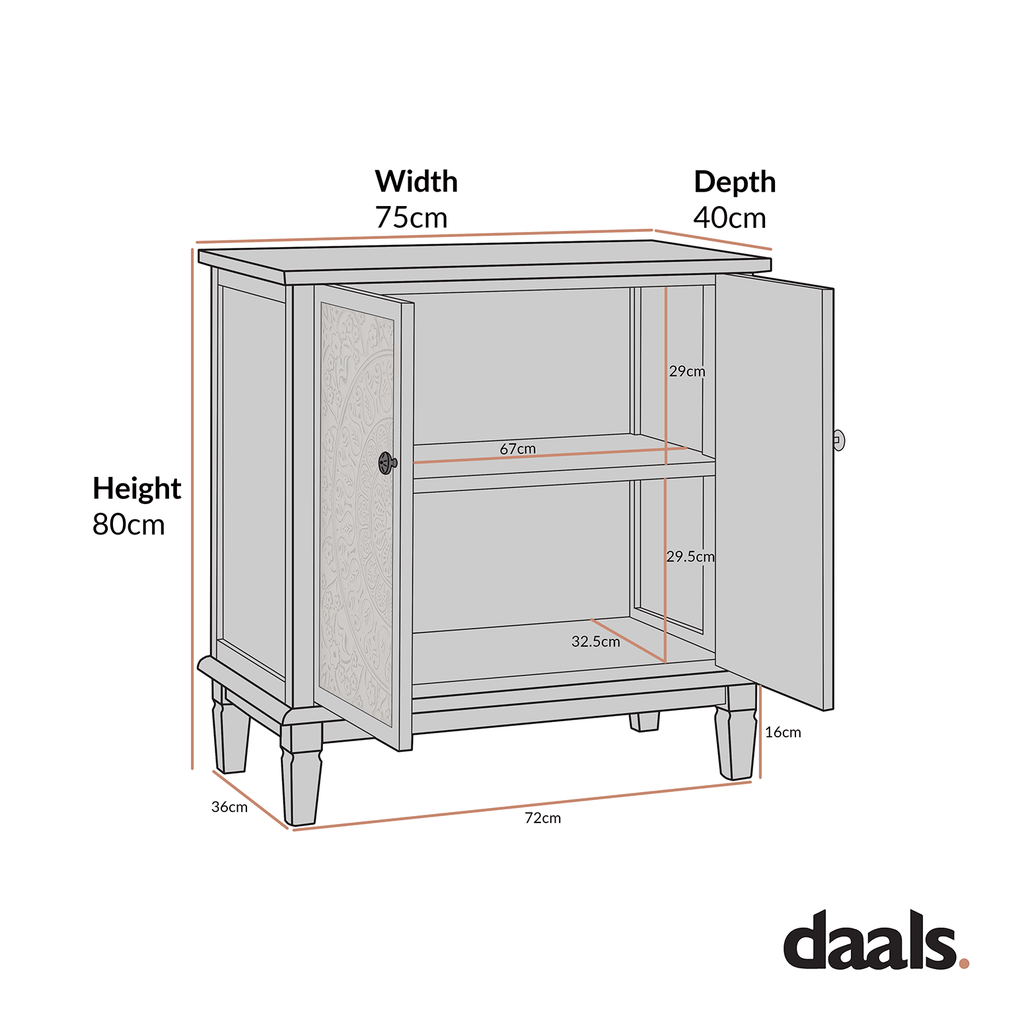 Chantilly Mid Grey Carved Small Sideboard