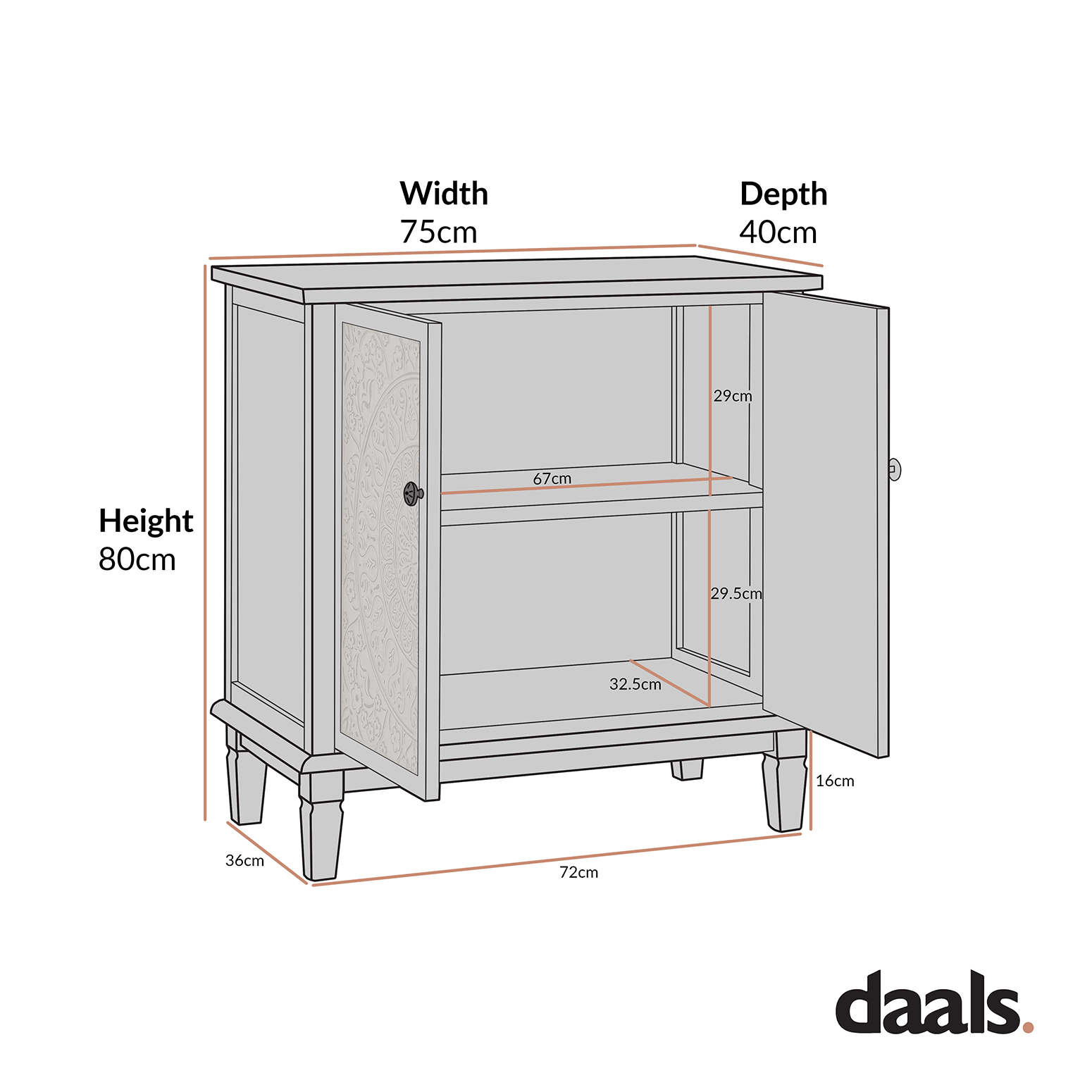 Chantilly Mid Grey Carved Small Sideboard