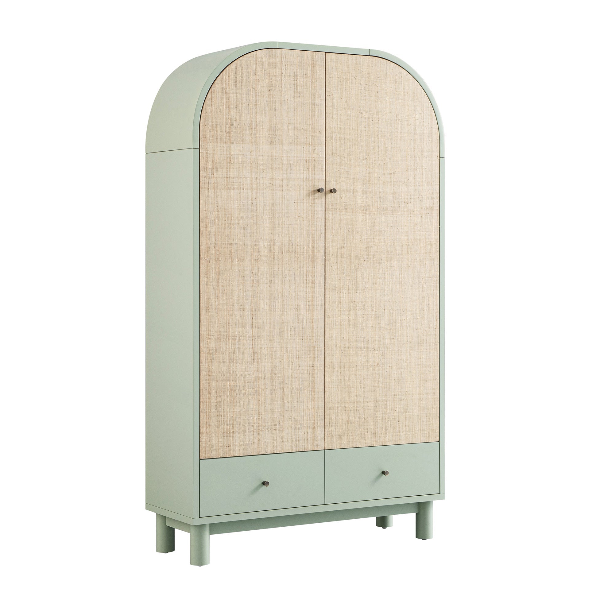 Maude Large Storage Cabinet, Muted Pistachio Ash with Raffia