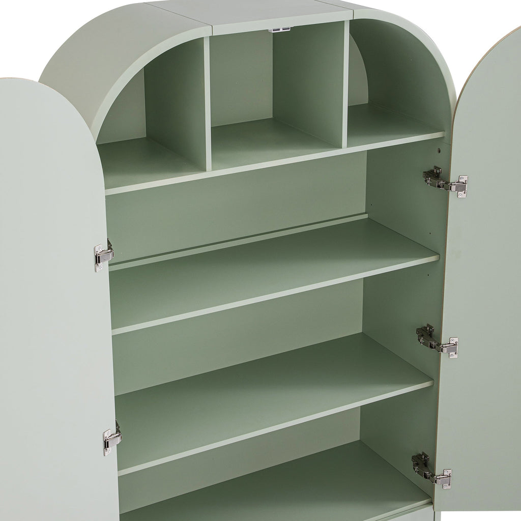 Maude Large Storage Cabinet, Muted Pistachio Ash with Raffia