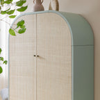 Maude Large Storage Cabinet, Muted Pistachio Ash with Raffia