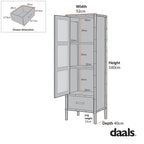 Elstowe Faux Bamboo and Fluted Glass 1-Door Cabinet, Sage Green