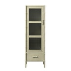 Elstowe Faux Bamboo and Fluted Glass 1-Door Cabinet, Sage Green