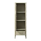 Elstowe Faux Bamboo and Fluted Glass 1-Door Cabinet, Sage Green