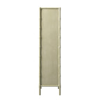 Elstowe Faux Bamboo and Fluted Glass 1-Door Cabinet, Sage Green