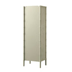 Elstowe Faux Bamboo and Fluted Glass 1-Door Cabinet, Sage Green
