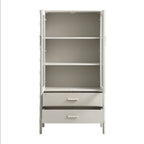 Elstowe Faux Bamboo and Fluted Glass 2-Door Cabinet, Shaded White