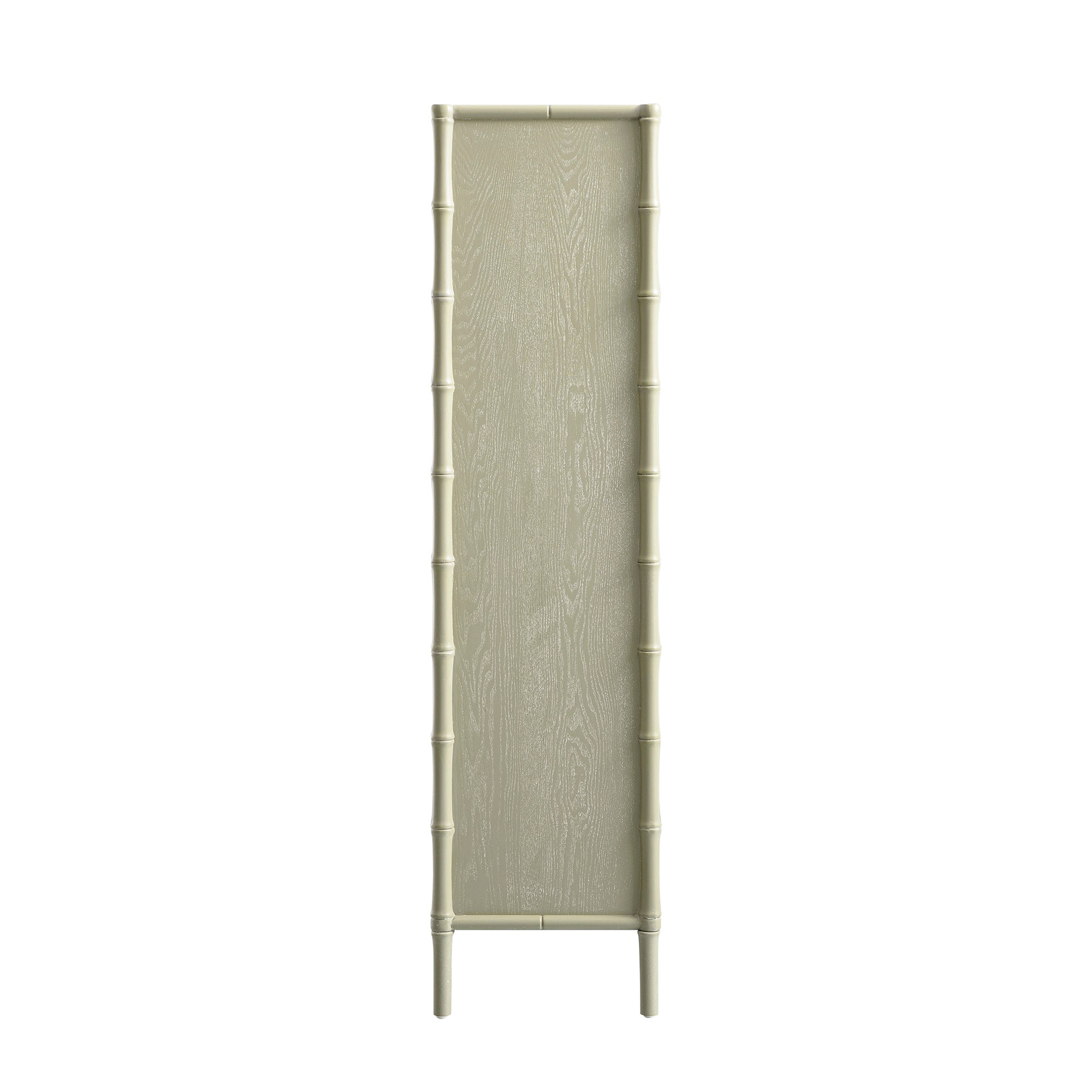 Elstowe Faux Bamboo and Fluted Glass 2-Door Cabinet, Sage Green