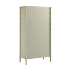 Elstowe Faux Bamboo and Fluted Glass 2-Door Cabinet, Sage Green