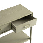 Elstowe Faux Bamboo 2-Drawer Console Table, Sage Green