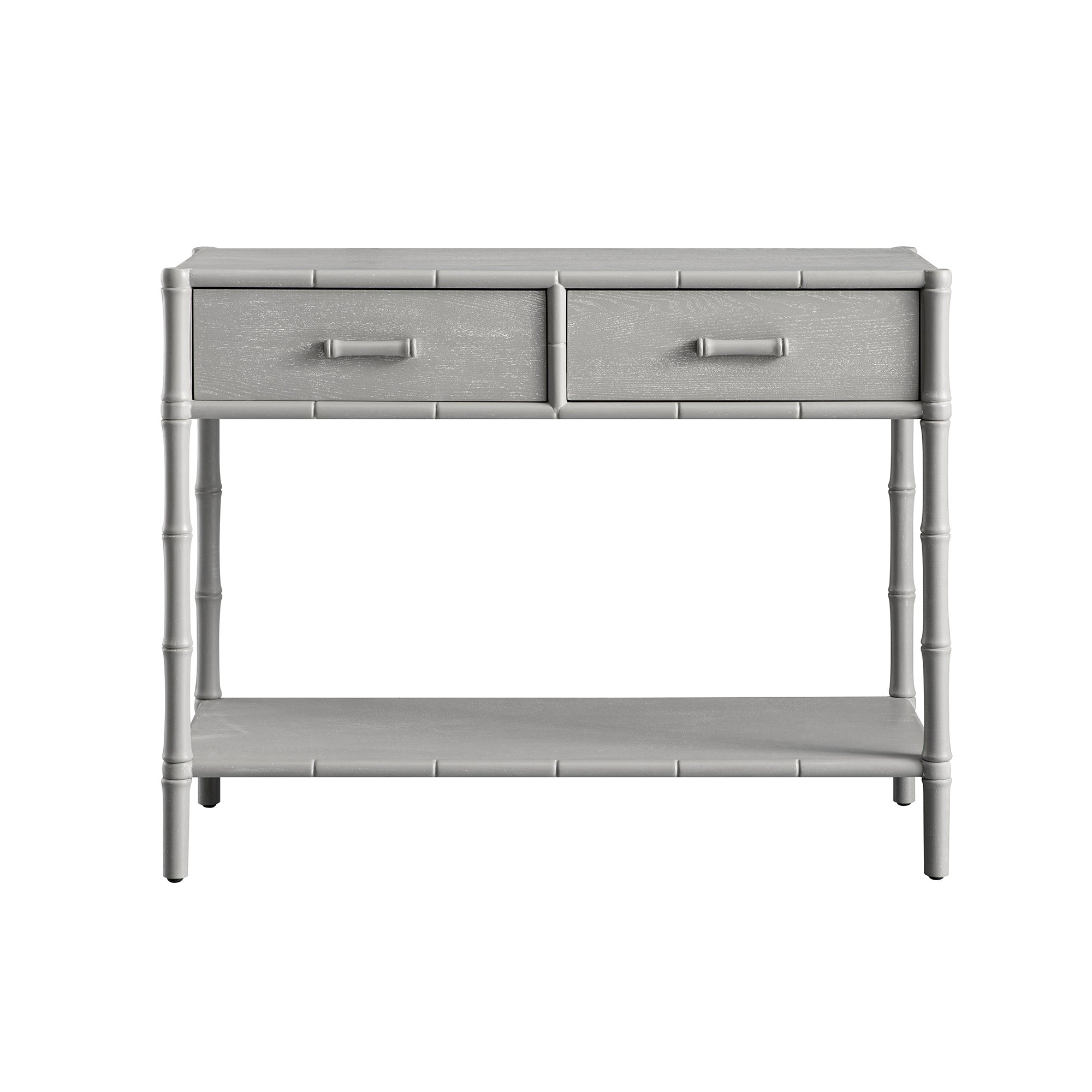 Elstowe Faux Bamboo 2-Drawer Console Table, Warm Grey