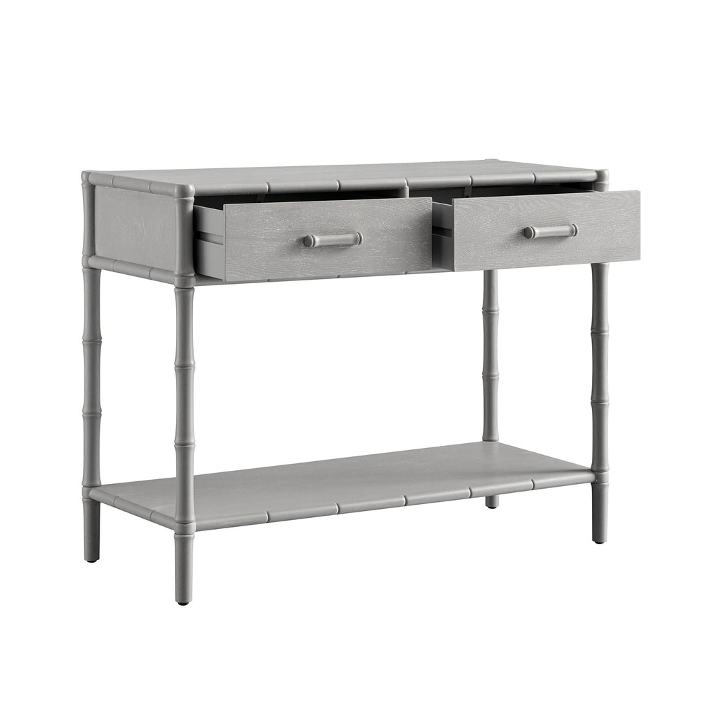 Elstowe Faux Bamboo 2-Drawer Console Table, Warm Grey