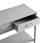 Elstowe Faux Bamboo 2-Drawer Console Table, Warm Grey